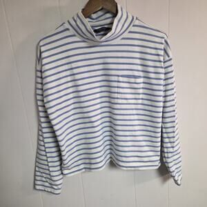 Vineyard Vines Nautical Stripe Long Sleeve Mock Neck Top Organic Cotton Size S